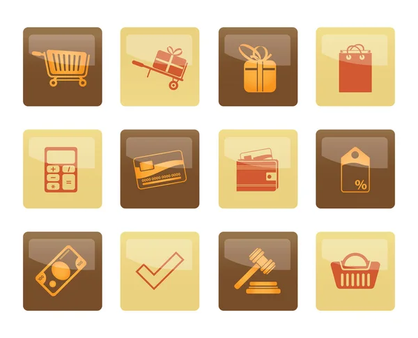 Online Shop Icons Brown Background Vector Icon Set — Stock Vector