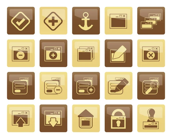 Application Programming Server Computer Icons Brown Background Vector Icon Set — Stock Vector
