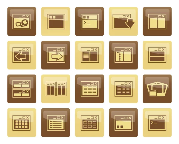 Icônes Application Programmation Serveur Ordinateur Sur Fond Brun Ensemble Icônes — Image vectorielle