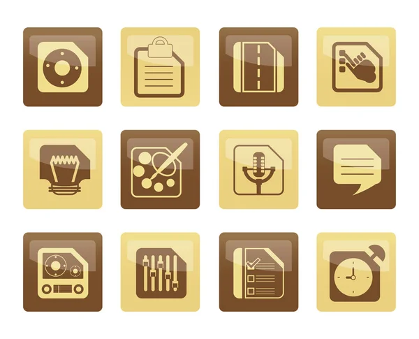 Mobile Phone Computer Internet Icons Brown Background Vector Icon Set — Stock Vector