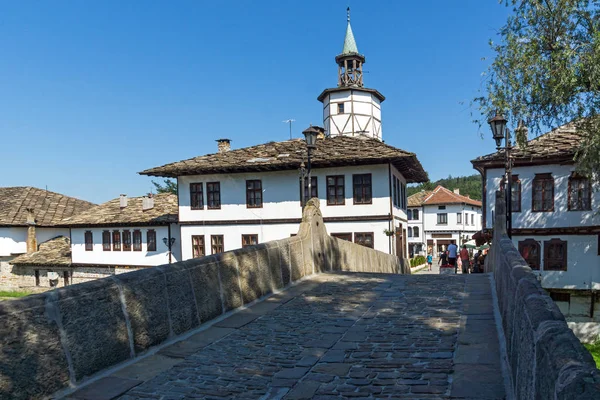 Tryavna Bulgaria Lipca 2018 Most Garbaviat Garbus Średniowiecznej Wieży Zegarowej — Zdjęcie stockowe