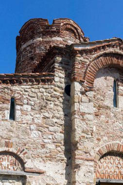 Nessebar, Bulgaristan - 12 Ağustos 2018: Dış, antik Kilisesi, Saint John the Baptist Nessebar kasaba, Burgaz bölge, Bulgaristan