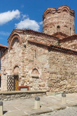 Nessebar, Bulgaristan - 12 Ağustos 2018: Dış, antik Kilisesi, Saint John the Baptist Nessebar kasaba, Burgaz bölge, Bulgaristan