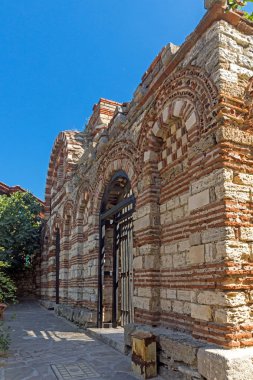 Nessebar, Bulgaristan - 12 Ağustos 2018: Harabeleri antik kilise kutsal meleklerden Michael ve Gabriel Nessebar kasaba, Burgaz bölge, Bulgaristan