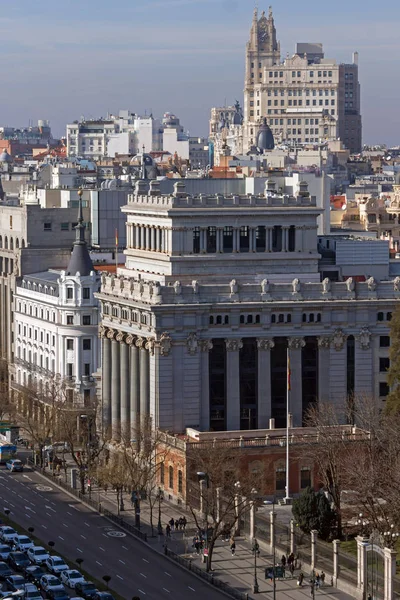 西班牙马德里 2018年1月24日 西布莉宫殿 西班牙 Cibeles 令人惊叹的马德里城市全景 — 图库照片