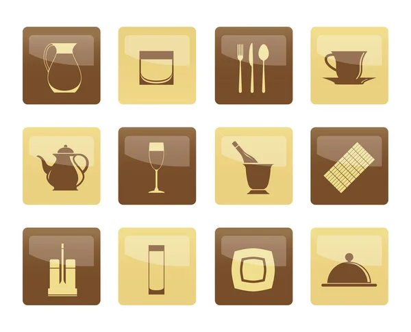 Restaurant Cafe Bar Night Club Icons Brown Background Vector Icon — Stock Vector