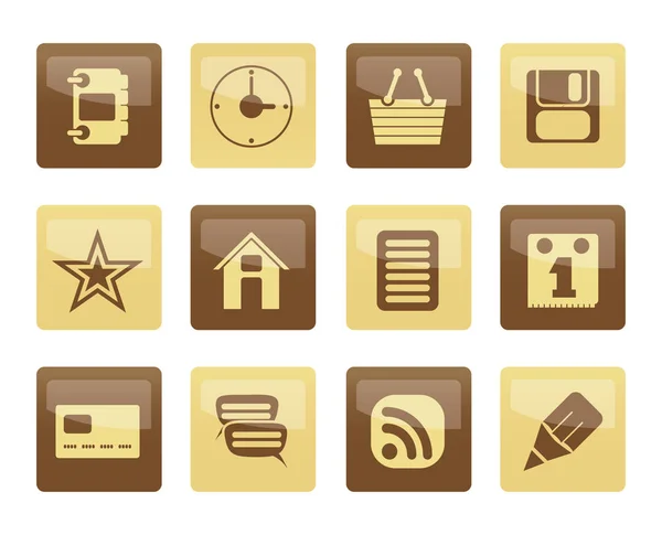 Internet Icone Del Sito Web Sfondo Marrone Vector Icon Set — Vettoriale Stock