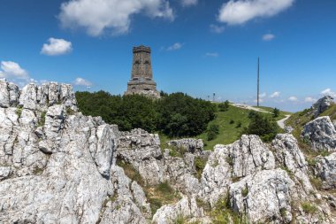 Anıt özgürlük Shipka ve yatay için Stara Planina (Balkan) dağ, Stara Zagora bölge, Bulgaristan