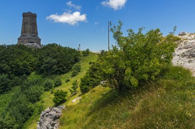 Anıt özgürlük Shipka ve yatay için Stara Planina (Balkan) dağ, Stara Zagora bölge, Bulgaristan