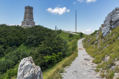Anıt özgürlük Shipka ve yatay için Stara Planina (Balkan) dağ, Stara Zagora bölge, Bulgaristan