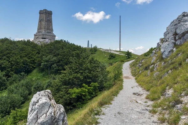 Monument Voor Liberty Shipka Landschap Naar Stara Planina Balkan Berg — Stockfoto
