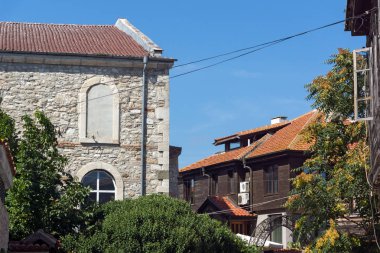 Nessebar, Bulgaristan - 12 Ağustos 2018: Harabeleri, antik Kilisesi, Saint Paraskeva kasaba Nessebar, Burgaz bölge, Bulgaristan