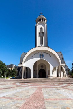 Smolyan, Bulgaristan - 14 Ağustos 2018: Katedrali, Saint Vissarion Paşmaklı Smolyan, Bulgaristan kasabasında