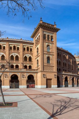 Madrid, İspanya - 24 Ocak 2018: Las Ventas Bullring (Plaza de Toros de Las Ventas) Plaza de torros şehir Madrid, İspanya yer alan