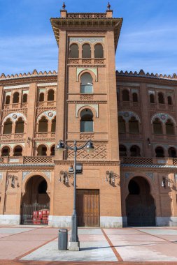 Madrid, İspanya - 24 Ocak 2018: Las Ventas Bullring (Plaza de Toros de Las Ventas) Plaza de torros şehir Madrid, İspanya yer alan