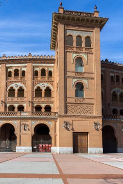 Madrid, İspanya - 24 Ocak 2018: Las Ventas Bullring (Plaza de Toros de Las Ventas) Plaza de torros şehir Madrid, İspanya yer alan