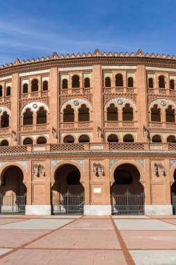 Madrid, İspanya - 24 Ocak 2018: Las Ventas Bullring (Plaza de Toros de Las Ventas) Plaza de torros şehir Madrid, İspanya yer alan