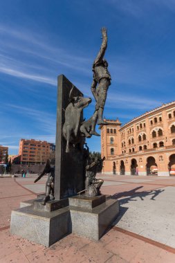 Madrid, İspanya - 24 Ocak 2018: Las Ventas Bullring (Plaza de Toros de Las Ventas) Plaza de torros şehir Madrid, İspanya yer alan