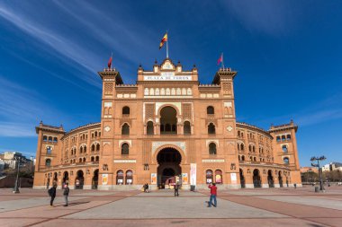 Madrid, İspanya - 24 Ocak 2018: Las Ventas Bullring (Plaza de Toros de Las Ventas) Plaza de torros şehir Madrid, İspanya yer alan