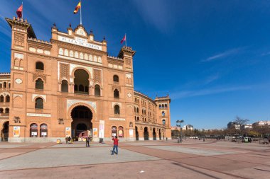 Madrid, İspanya - 24 Ocak 2018: Las Ventas Bullring (Plaza de Toros de Las Ventas) Plaza de torros şehir Madrid, İspanya yer alan
