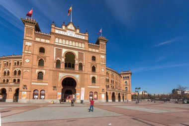 Madrid, İspanya - 24 Ocak 2018: Las Ventas Bullring (Plaza de Toros de Las Ventas) Plaza de torros şehir Madrid, İspanya yer alan