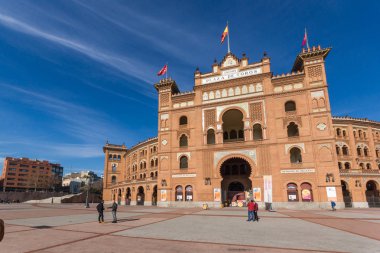 Madrid, İspanya - 24 Ocak 2018: Las Ventas Bullring (Plaza de Toros de Las Ventas) Plaza de torros şehir Madrid, İspanya yer alan