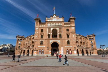 Madrid, İspanya - 24 Ocak 2018: Las Ventas Bullring (Plaza de Toros de Las Ventas) Plaza de torros şehir Madrid, İspanya yer alan