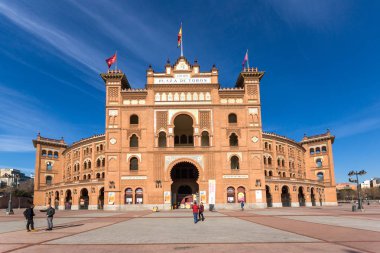 Madrid, İspanya - 24 Ocak 2018: Las Ventas Bullring (Plaza de Toros de Las Ventas) Plaza de torros şehir Madrid, İspanya yer alan