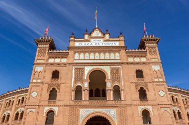 Madrid, İspanya - 24 Ocak 2018: Las Ventas Bullring (Plaza de Toros de Las Ventas) Plaza de torros şehir Madrid, İspanya yer alan