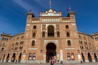 Madrid, İspanya - 24 Ocak 2018: Las Ventas Bullring (Plaza de Toros de Las Ventas) Plaza de torros şehir Madrid, İspanya yer alan