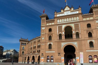 Madrid, İspanya - 24 Ocak 2018: Las Ventas Bullring (Plaza de Toros de Las Ventas) Plaza de torros şehir Madrid, İspanya yer alan