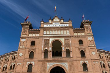 Madrid, İspanya - 24 Ocak 2018: Las Ventas Bullring (Plaza de Toros de Las Ventas) Plaza de torros şehir Madrid, İspanya yer alan