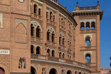 Madrid, İspanya - 24 Ocak 2018: Las Ventas Bullring (Plaza de Toros de Las Ventas) Plaza de torros şehir Madrid, İspanya yer alan