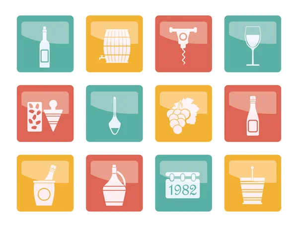 Iconos Vino Sobre Fondo Color Set Iconos Vectoriales — Archivo Imágenes Vectoriales