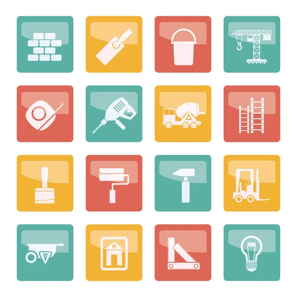 Construction Building Icons Colored Background Vector Icon Set — Stock Vector