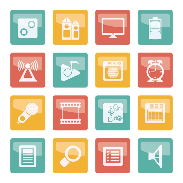 Mobile Phone Performance Internet Office Icons Colored Background Vector Icon — Stock Vector