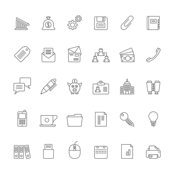 Line Business Office Finance Icons Vector Icon Set — Stock Vector