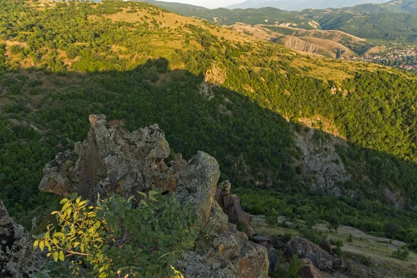 Zachód Słońca Krajobraz Góry Następnie Skręca Probistip Region Republika Macedonii — Zdjęcie stockowe