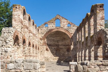 Harabeleri, eski kilise olan Ayasofya kasaba, Nessebar, Burgaz bölge, Bulgaristan