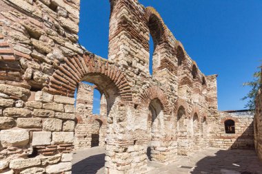 Harabeleri, eski kilise olan Ayasofya kasaba, Nessebar, Burgaz bölge, Bulgaristan