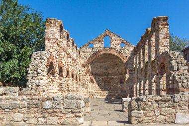Harabeleri, eski kilise olan Ayasofya kasaba, Nessebar, Burgaz bölge, Bulgaristan