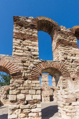 Harabeleri, eski kilise olan Ayasofya kasaba, Nessebar, Burgaz bölge, Bulgaristan