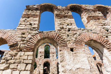 Harabeleri, eski kilise olan Ayasofya kasaba, Nessebar, Burgaz bölge, Bulgaristan