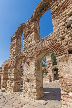 Harabeleri, eski kilise olan Ayasofya kasaba, Nessebar, Burgaz bölge, Bulgaristan