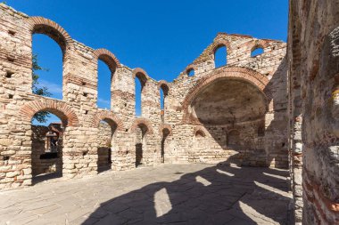 Harabeleri, eski kilise olan Ayasofya kasaba, Nessebar, Burgaz bölge, Bulgaristan