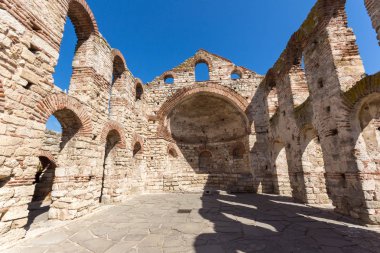 Harabeleri, eski kilise olan Ayasofya kasaba, Nessebar, Burgaz bölge, Bulgaristan