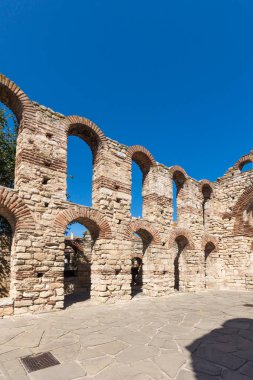 Harabeleri, eski kilise olan Ayasofya kasaba, Nessebar, Burgaz bölge, Bulgaristan