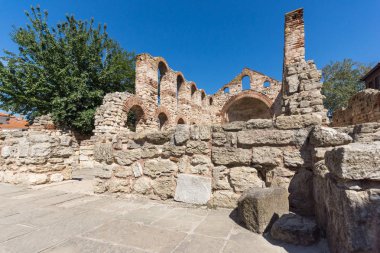 Harabeleri, eski kilise olan Ayasofya kasaba, Nessebar, Burgaz bölge, Bulgaristan