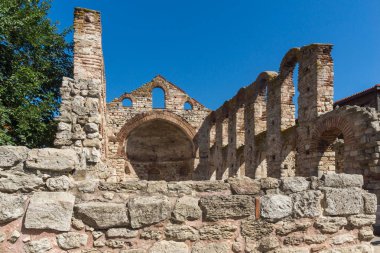 Harabeleri, eski kilise olan Ayasofya kasaba, Nessebar, Burgaz bölge, Bulgaristan