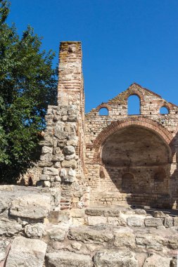 Harabeleri, eski kilise olan Ayasofya kasaba, Nessebar, Burgaz bölge, Bulgaristan